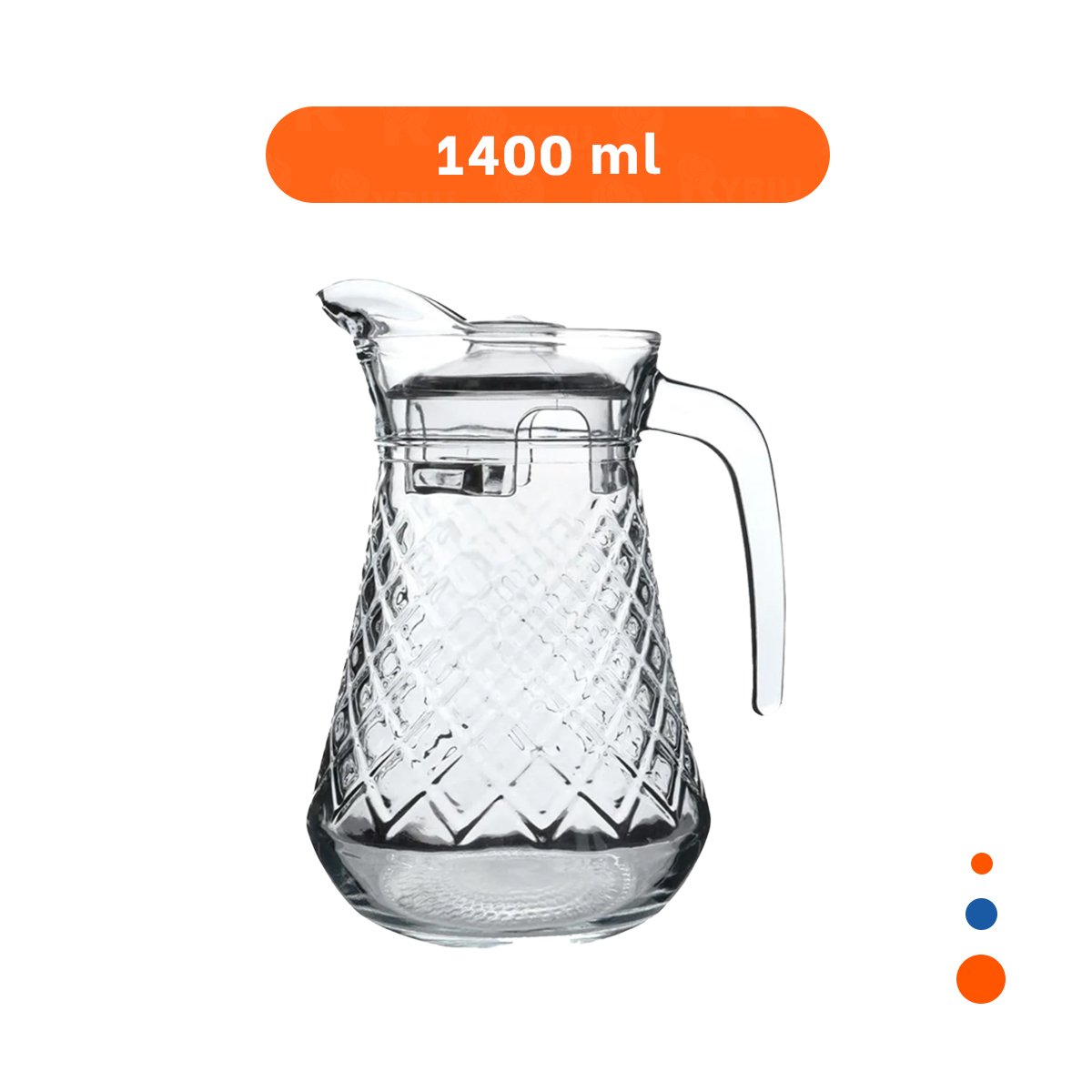 PACK6 VASO DE VIDRIO TRANSPARENTE CON TAPA 1400 ML - 4