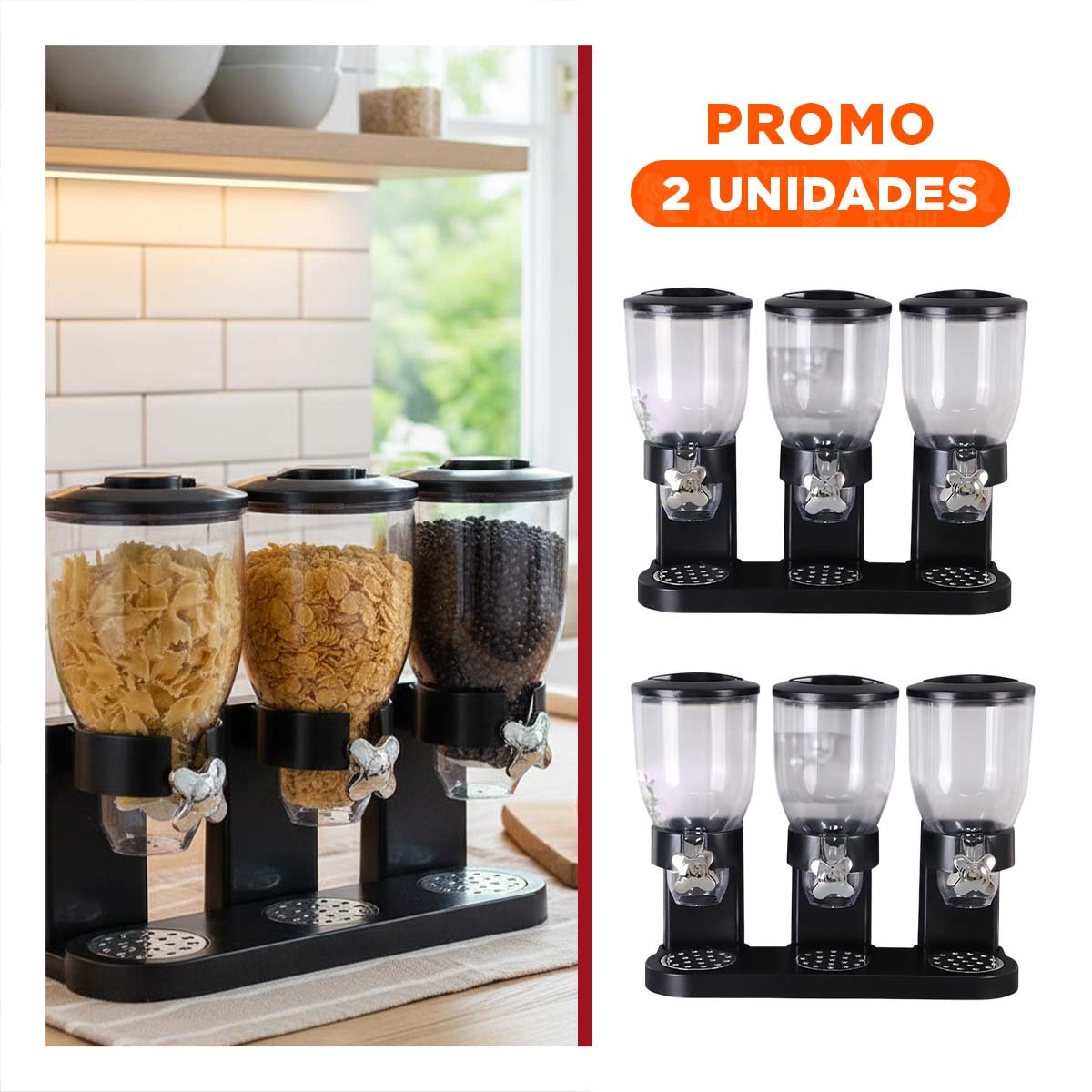 PACK2 CAJA TRIPLE DE GRANOS NEGRO PARA MANTENER GRANOS Y SEMILLAS YREGALO STICKER - 1