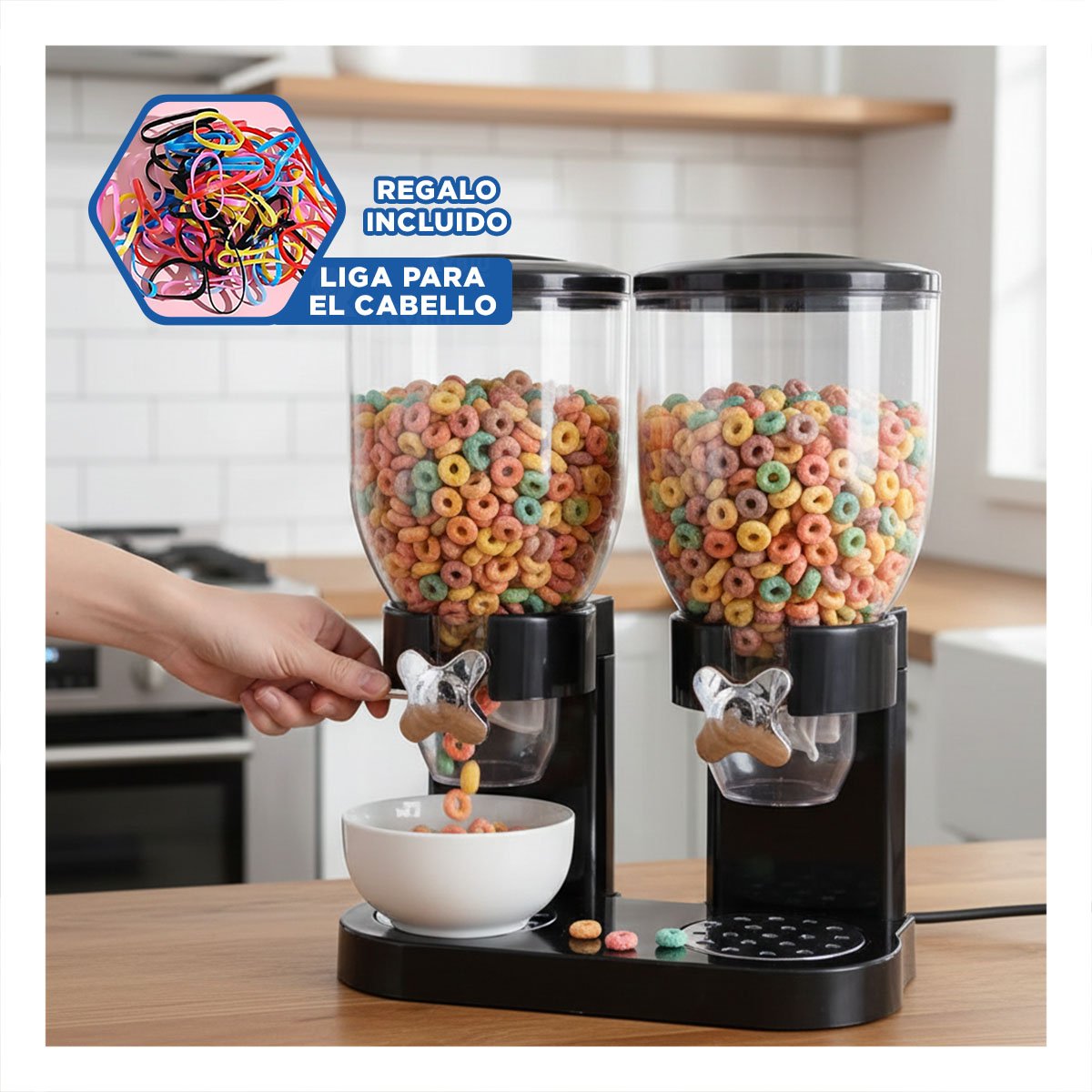DEPOSITO DOBLE DE GRANOS 2L NEGRO FUNCIONAL Y ELEGANTE PARA HOGAR YLIGAS REGALO - 2