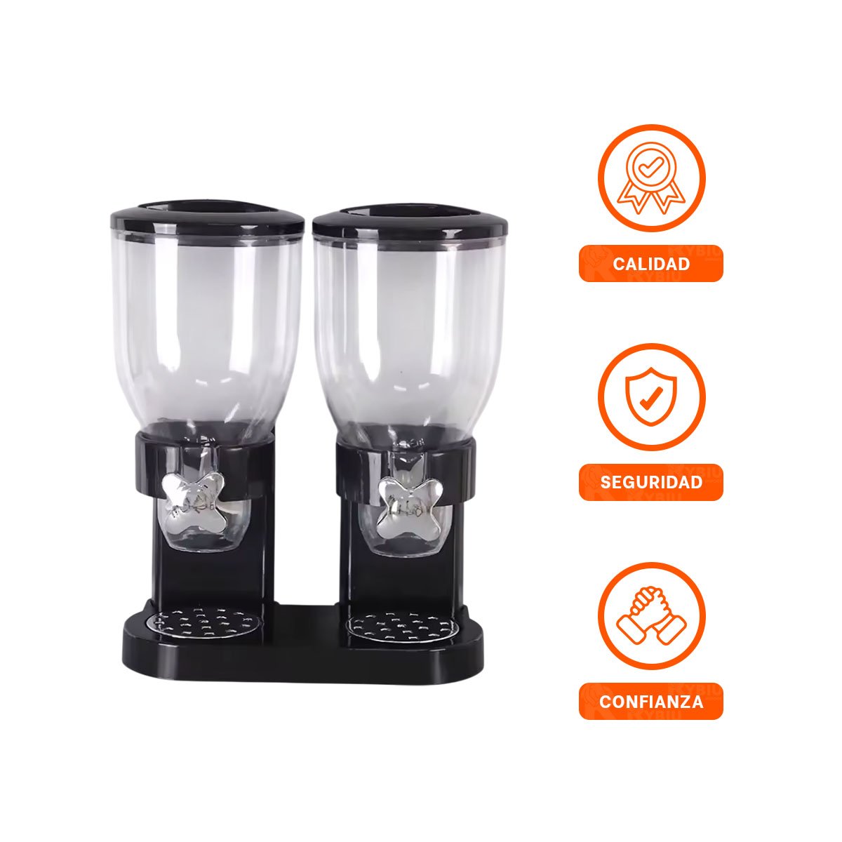 DEPOSITO DOBLE DE GRANOS 2L NEGRO FUNCIONAL Y ELEGANTE PARA HOGAR YLIGAS REGALO - 5