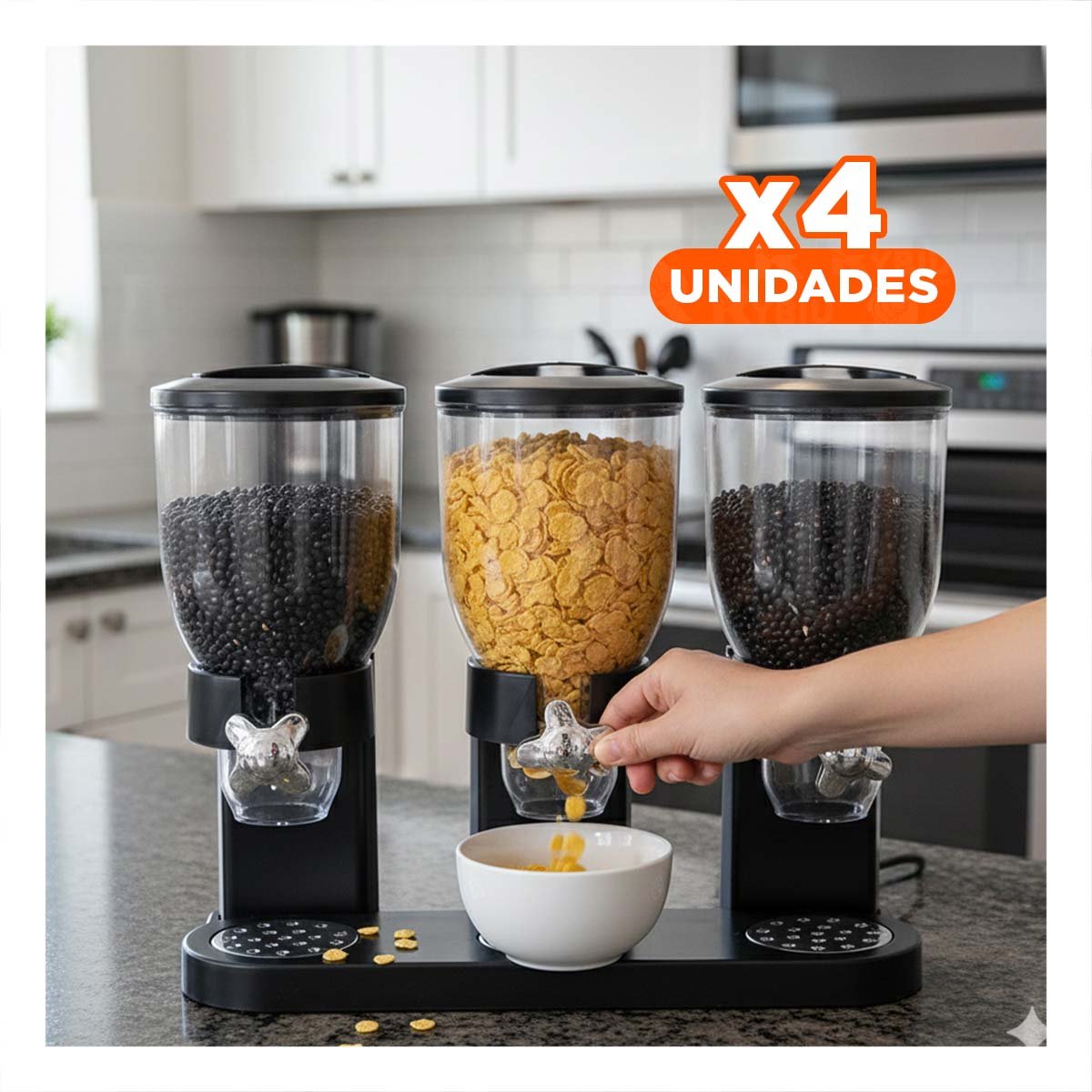 PACK4 UNIDAD TRIPLE DE GRANOS NEGRO PARA ORGANIZAR GRANOS LEGUMBRES Y CEREALES YPAPEL REGALO - 1