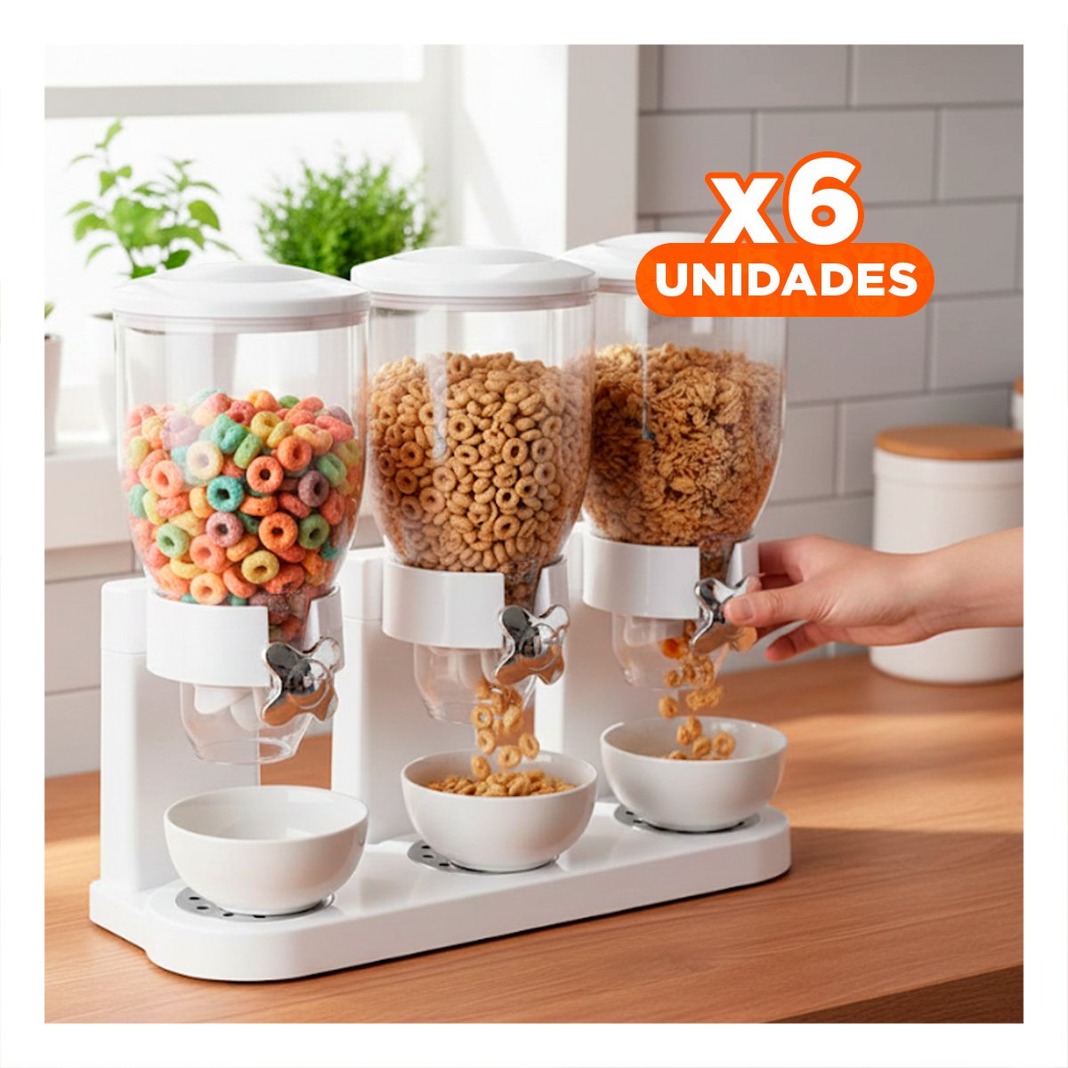 PACK6 DOSIFICADOR PARA GRANOS TRIPLE BLANCO COCINA Y HOGAR ALMACENAMIENTO LIMPIO YPAPEL REGALO - 1