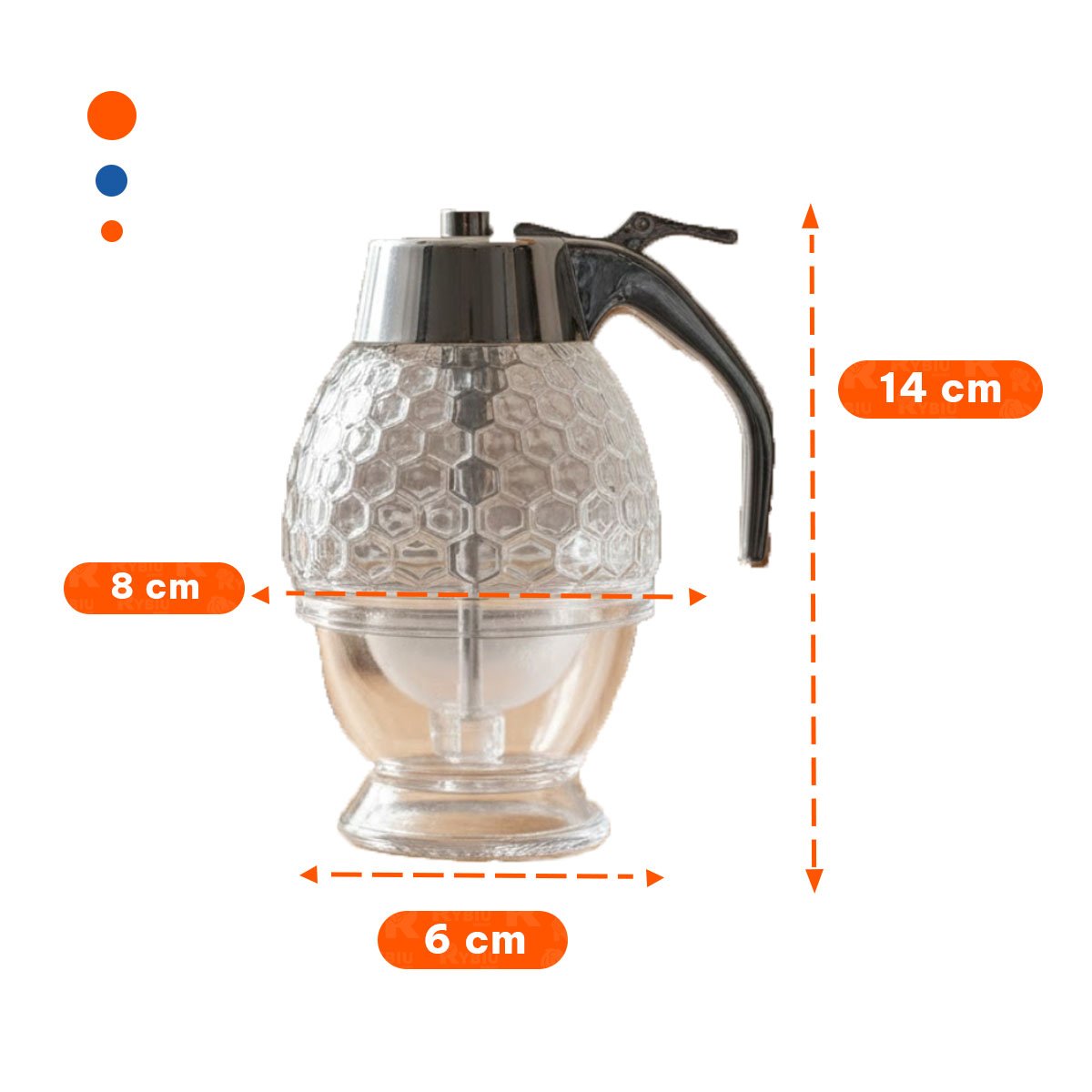 DISPENSADOR FRASCO MIELERO 200ML TRANSPARENTE PARA COCINA Y HOGAR - 4