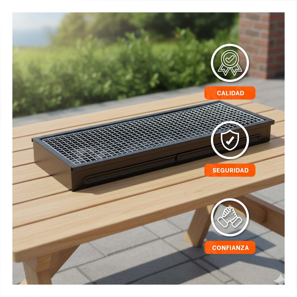 PACK4 GRILL PORTATIL 60X22X31 5 CM NEGRO COMPACTO PARA COCINA Y JARDIN YREGALO STICKER - 3