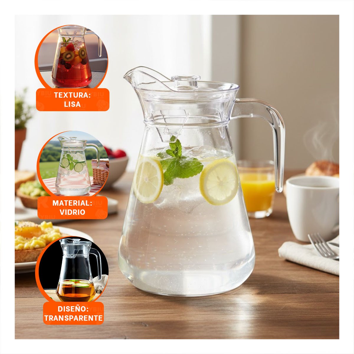 PACK12 CONTENEDOR DE VIDRIO CON TAPA DISENO LISO 1300 ML YPAPEL REGALO - 3