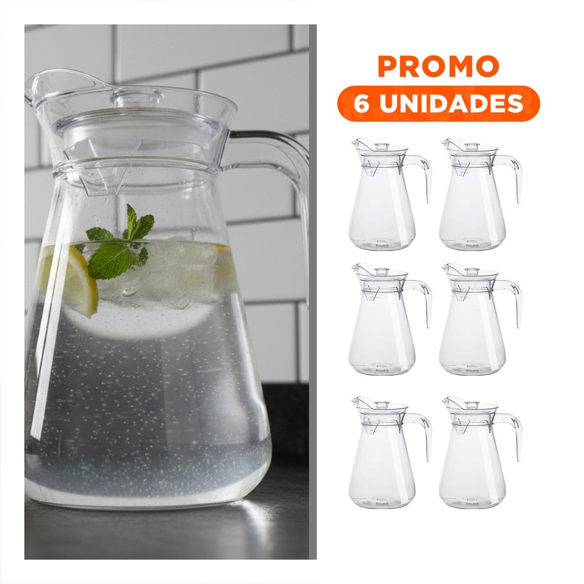 PACK6 VASO DECORATIVO CON TEXTURA LISO 1300 ML YREGALO STICKER - 1