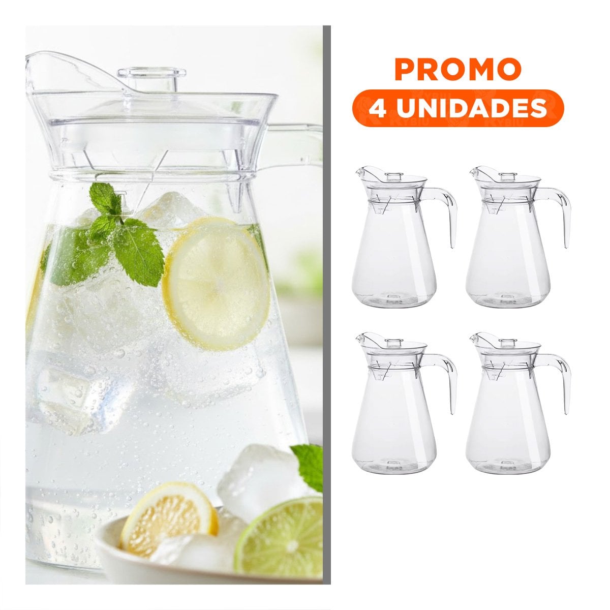 PACK4 RECIPIENTE DECORATIVO CON TEXTURA LISO 1300 ML - 1