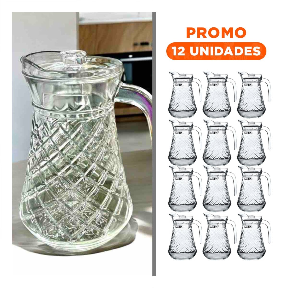 PACK12 VASO DE COCINA EN VIDRIO CON TAPA 1400 ML - 1