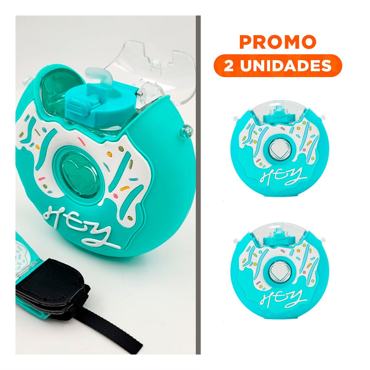PACK2 BOTELLA PRACTICA CELESTE 14X5CM PARA AGUA Y REFRESCOS EN CASA YREGALO STICKER - 1
