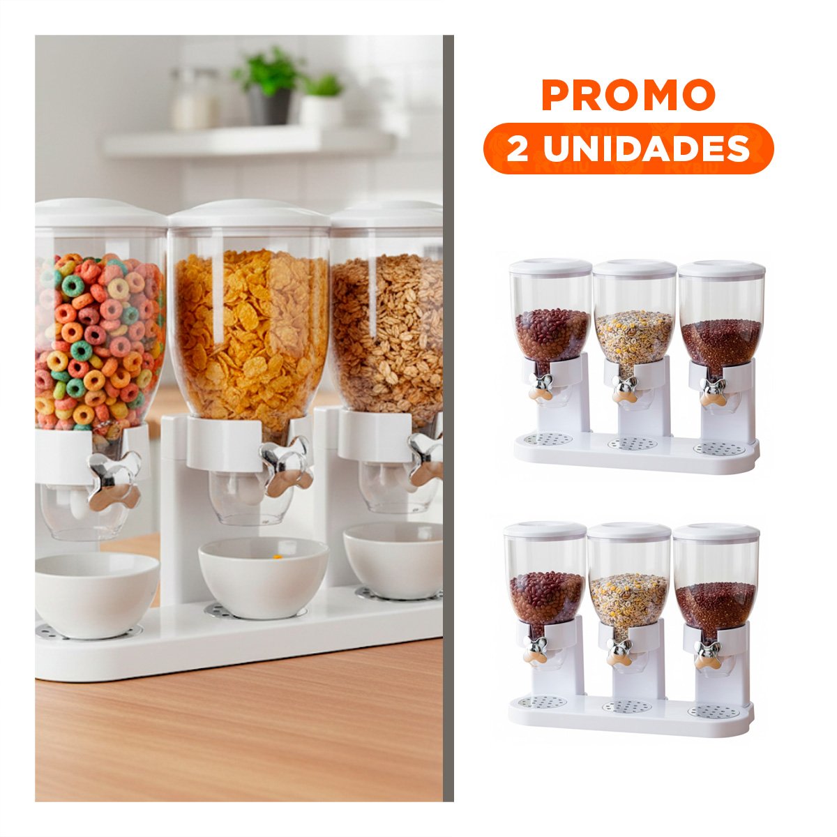 PACK2 ENVASE TRIPLE PARA GRANOS BLANCO ALMACENAMIENTO SEGURO Y ORDENADO YREGALO STICKER - 1