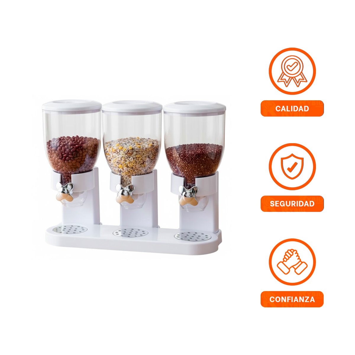 DISTRIBUIDOR DE GRANOS CON CAPACIDAD TRIPLE BLANCO PARA COCINA Y HOGAR MODERNO YPAPEL REGALO - 5