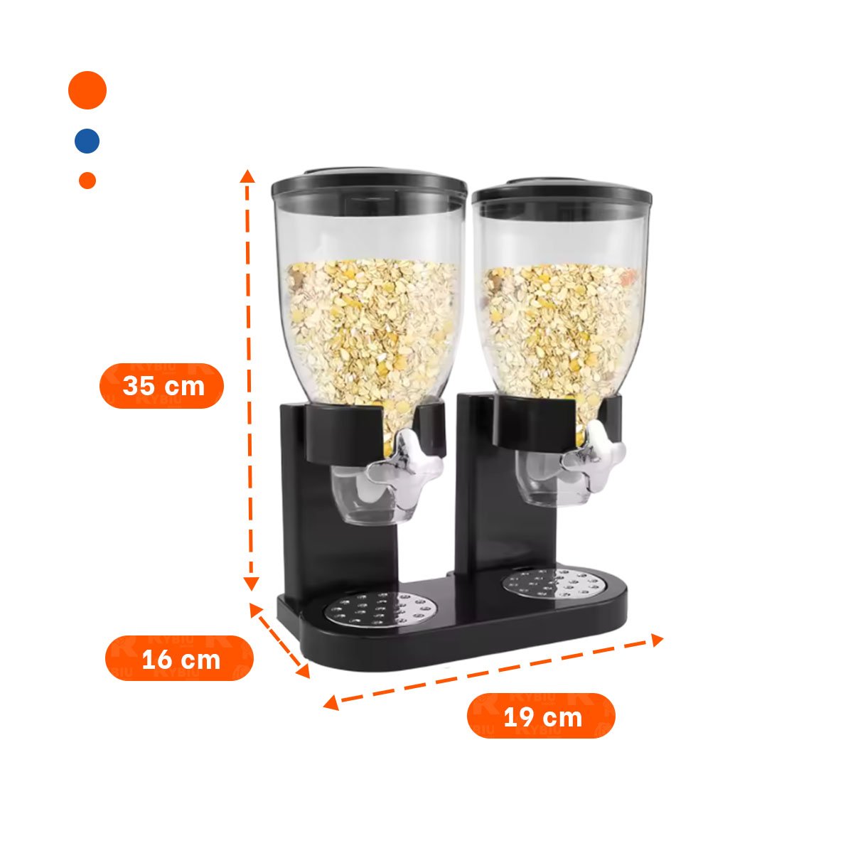 PACK2 TOLVA DOBLE DE GRANOS 2L NEGRO FACIL DE USAR PARA HOGAR Y COCINA YPAPEL REGALO - 4
