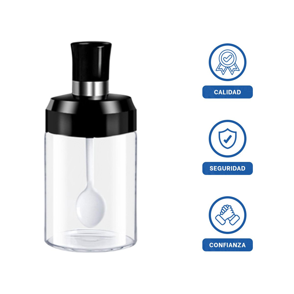 PIMENTERO CON CUCHARITA TRANSPARENTE Y NEGRO PARA COCINA Y COMEDOR MODERNO YLIGAS REGALO - 5