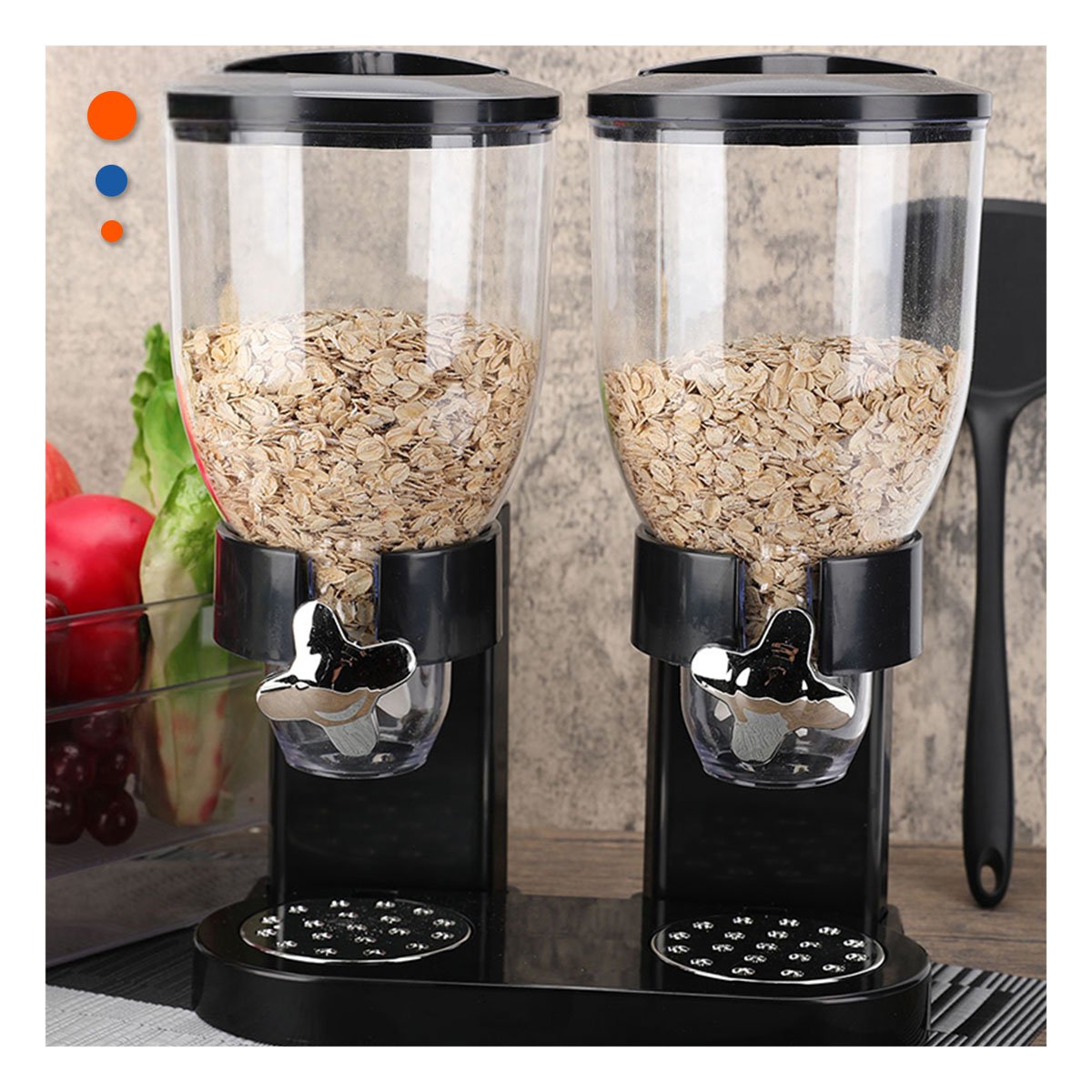 PACK2 ENVASE DOBLE DE GRANOS 2L NEGRO PARA ORGANIZAR COCINA Y DESPENSA - 3