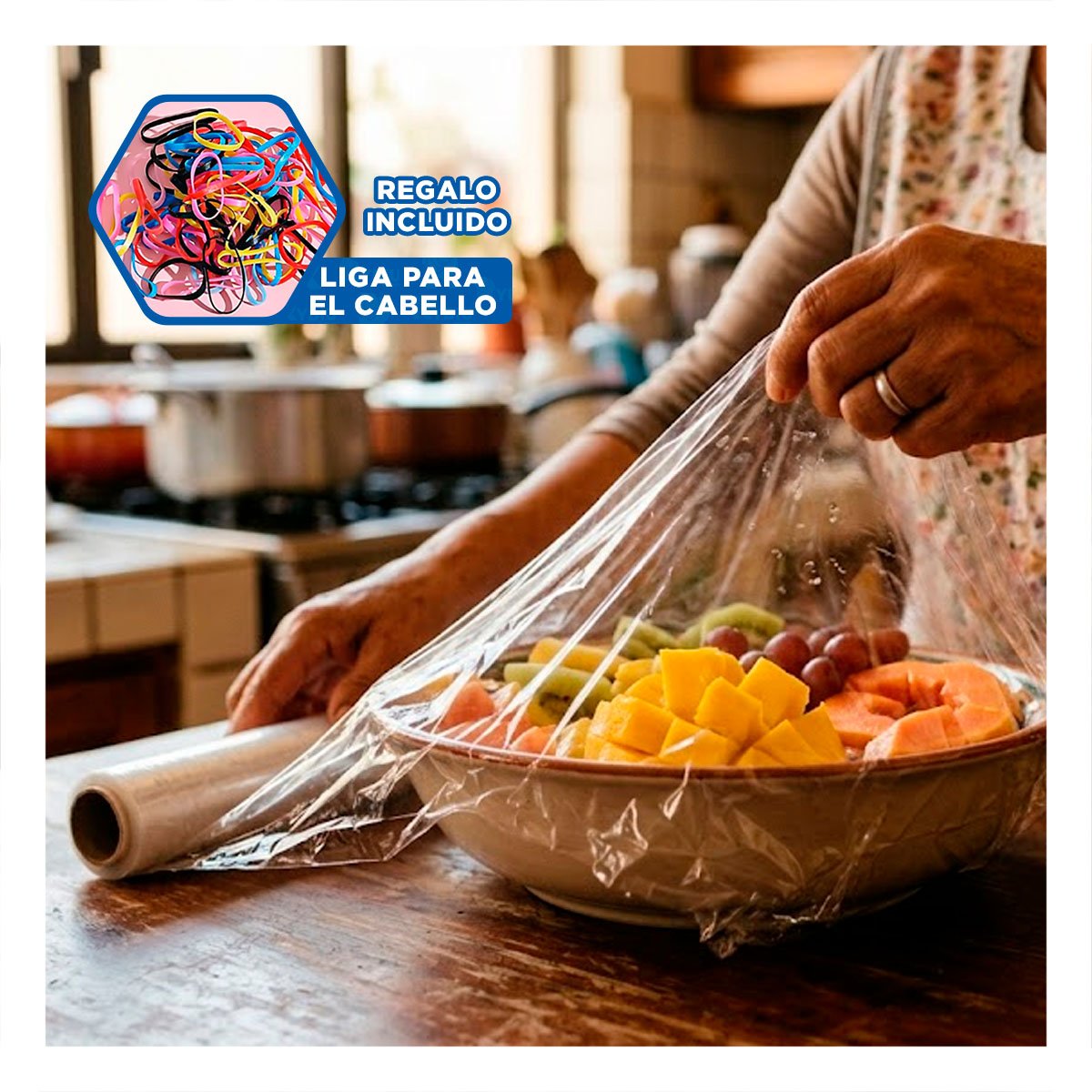 LAMINA FILM TRANSPARENTE PARA ALIMENTOS 20M X 30CM USO COCINA HOGAR DIARIO YLIGAS REGALO - 2