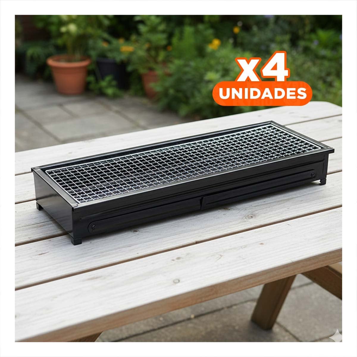 PACK4 BARBACOA PORTATIL 60X22X31 5 CM NEGRO PRACTICO PARA TERRAZA Y HOGAR YPAPEL REGALO - 1