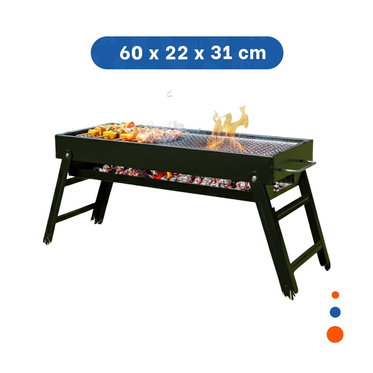 PACK4 BARBACOA PORTATIL 60X22X31 5 CM NEGRO PRACTICO PARA TERRAZA Y HOGAR YPAPEL REGALO - 4