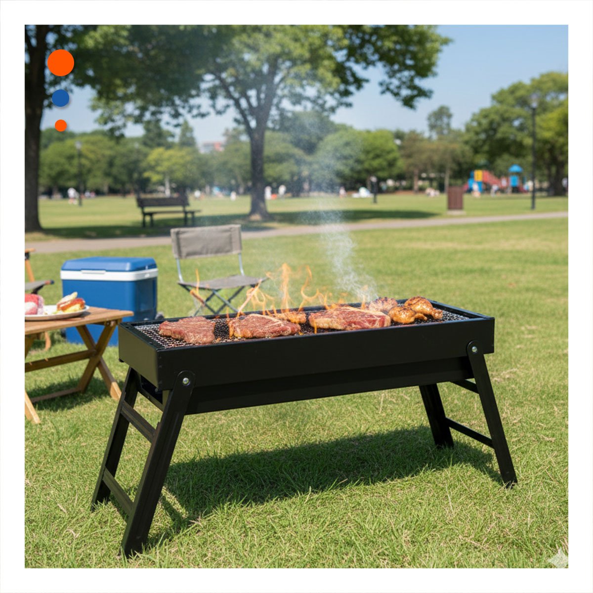 PACK4 BARBACOA PORTATIL 60X22X31 5 CM NEGRO PRACTICO PARA TERRAZA Y HOGAR YPAPEL REGALO - 5