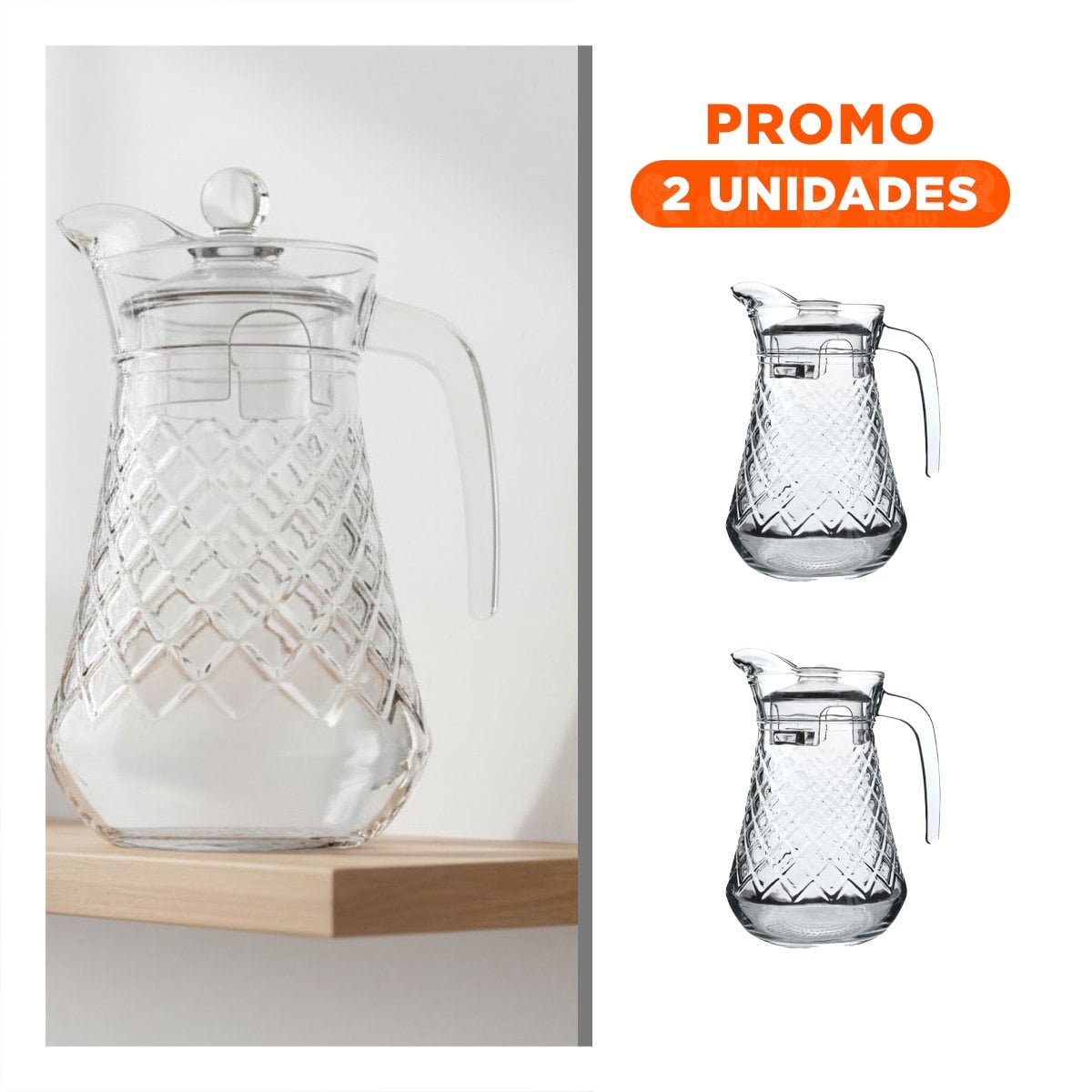 PACK2 RECIPIENTE DE COCINA TRANSPARENTE EN VIDRIO 1400 ML YREGALO STICKER - 1