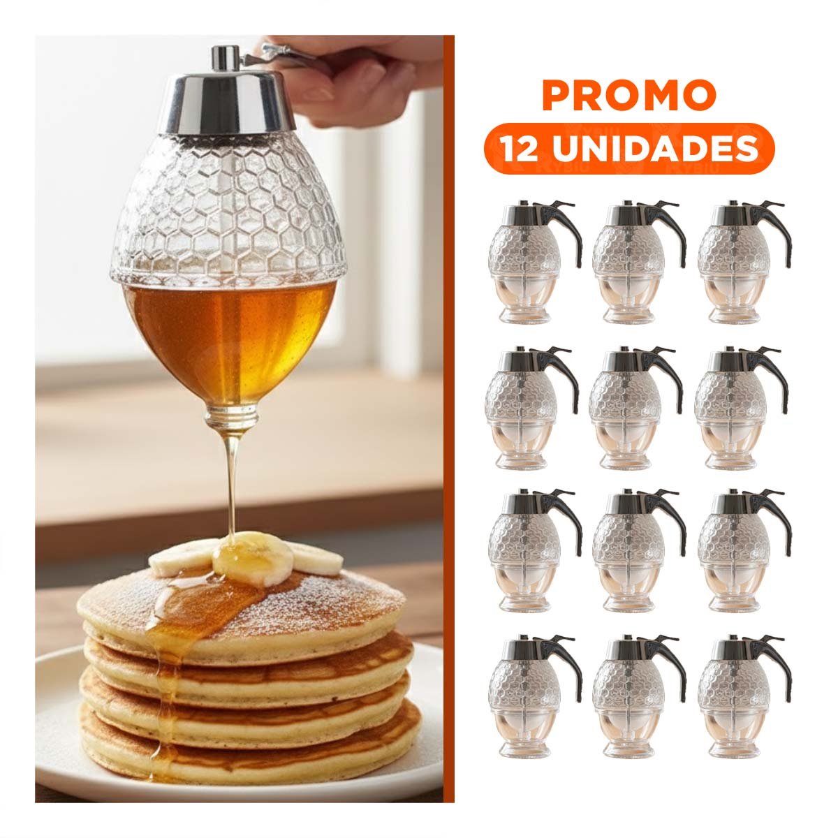 PACK12 RECIPIENTE FRASCO MIELERO 200ML TRANSPARENTE PARA MESA Y MERIENDAS - 1