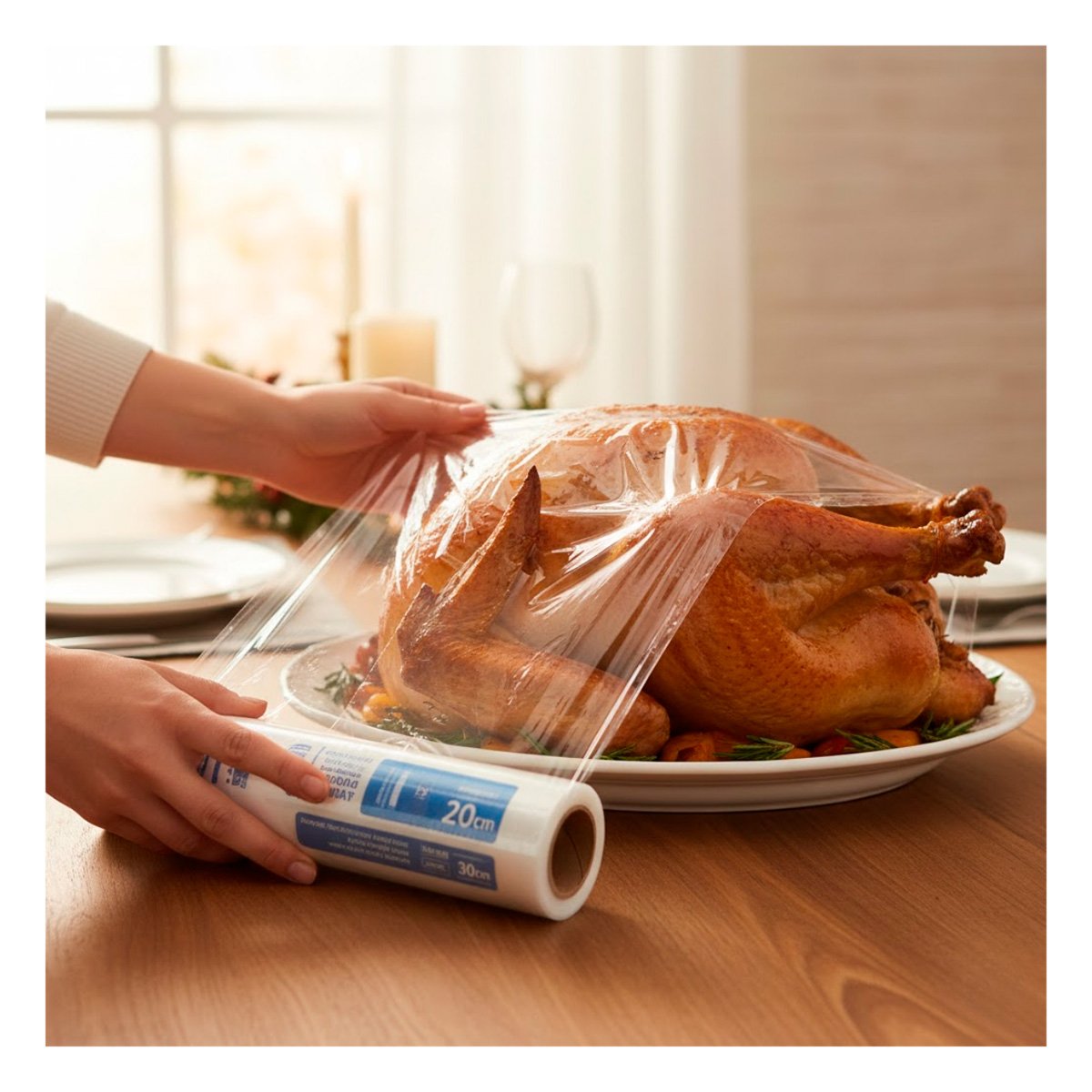 ROLLO FILM PARA ALIMENTOS 20M X 30CM TRANSPARENTE USO HOGAR COCINA - 1