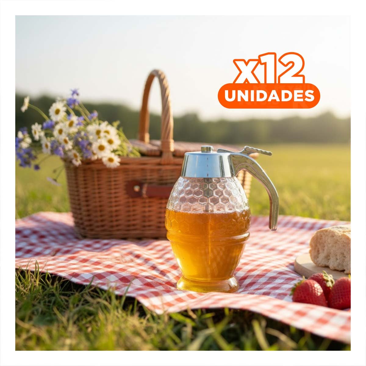 PACK12 ENVASE FRASCO MIELERO 200ML TRANSPARENTE PARA SERVIR Y COCINAR YPAPEL REGALO - 1