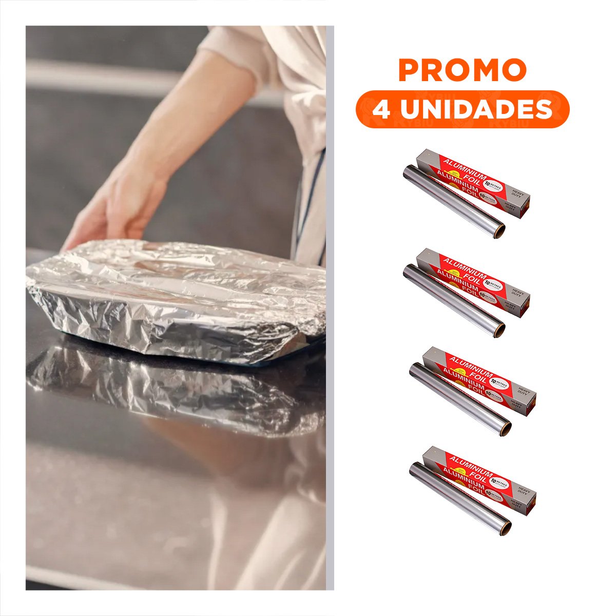 PACK4 PAPEL HORNO PLATEADO 5M 30CM PARA ENVOLVER Y CONSERVAR COMIDA - 1