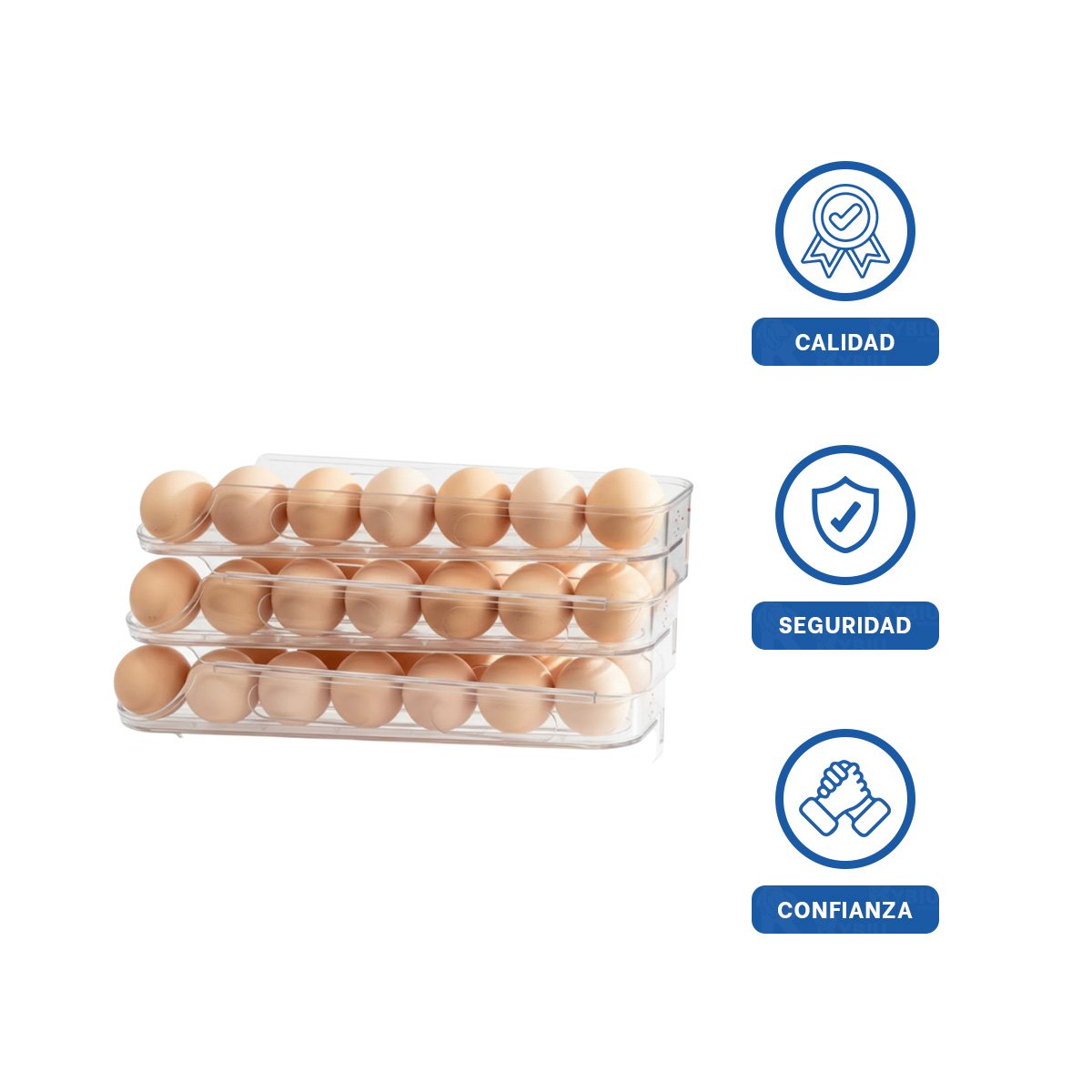 CONTENEDOR TRANSPARENTE PARA HUEVOS APILABLE 3 NIVELES HOGAR COCINA YLIGAS REGALO - 5