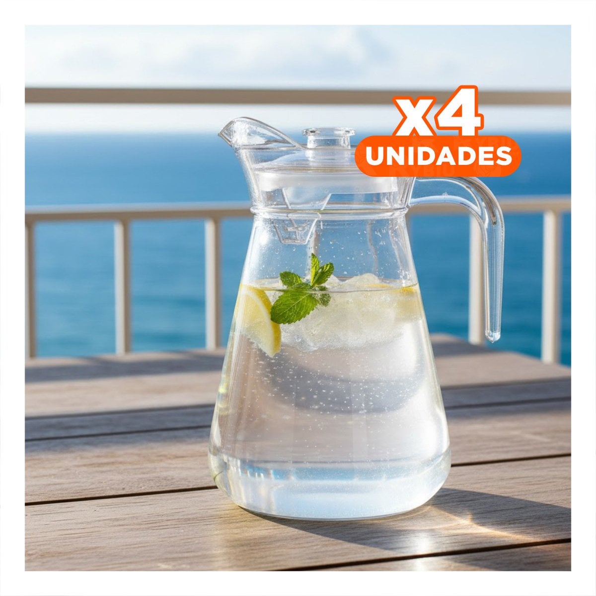 PACK4 VASO JARRA DE VIDRIO CON TAPA DISENO LISO 1300 ML YREGALO STICKER - 1