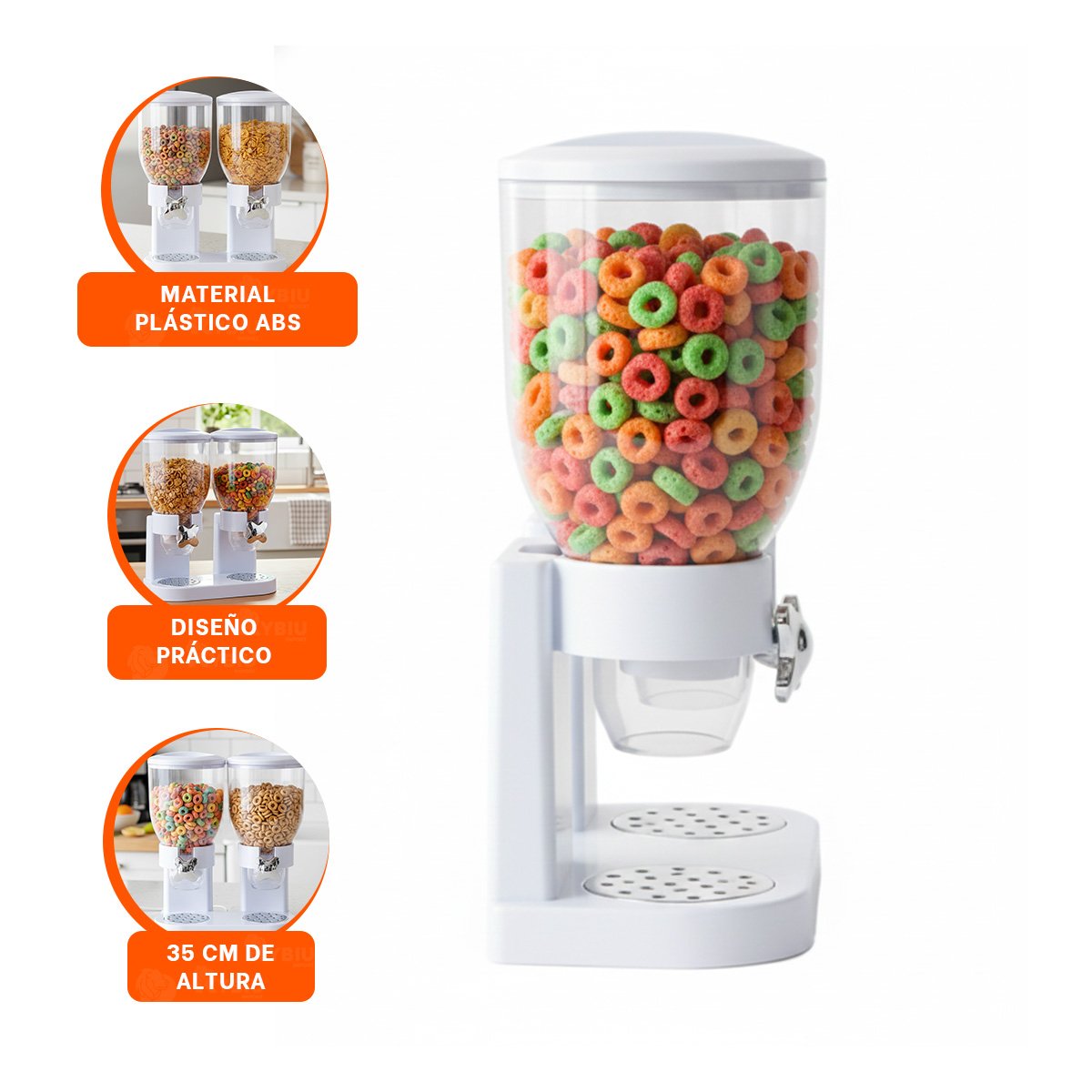 DISTRIBUIDOR DOBLE DE GRANOS 2L PARA COCINA HOGAR Y OFICINA BLANCO YPAPEL REGALO - 5