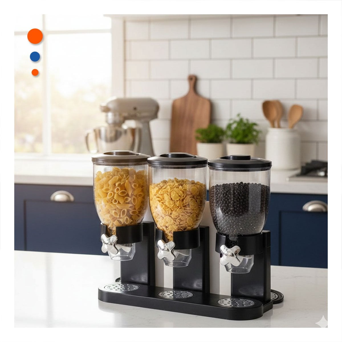 PACK2 ENVASE TRIPLE DE GRANOS NEGRO PARA ALMACENAR GRANOS Y CEREALES EN COCINA - 3
