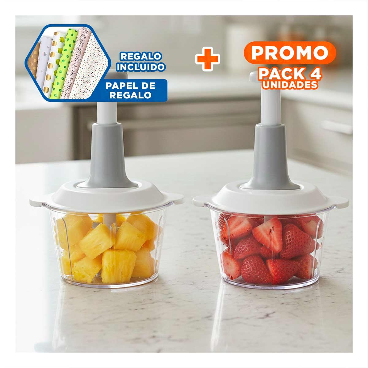 PACK6 CORTADOR DE COCINA 1 5L BLANCO Y PLOMO PARA FACILITAR PREPARACION YREGALO STICKER - 1