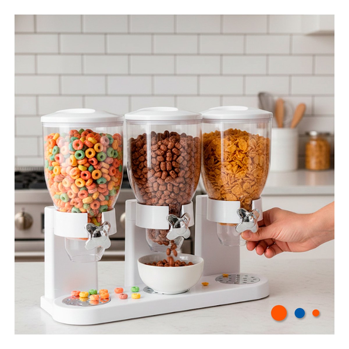 PACK6 CAJA TRIPLE DE GRANOS BLANCO ALMACENAMIENTO SEGURO EN COCINA MODERNA YREGALO STICKER - 3
