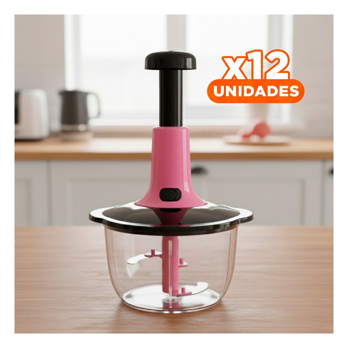 PACK12 TRITURADOR DE FRUTAS 2L ROSADO Y NEGRO PARA JUGOS Y PREPARACIONES YREGALO STICKER - 1