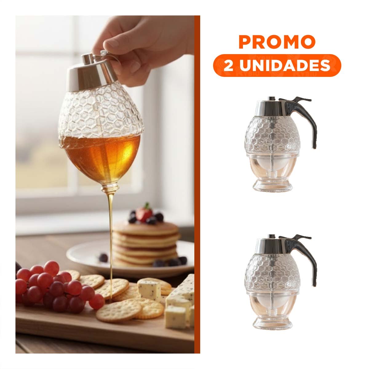 PACK2 BOTE FRASCO MIELERO 200ML TRANSPARENTE PARA DESAYUNO Y MERIENDAS YREGALO STICKER - 1