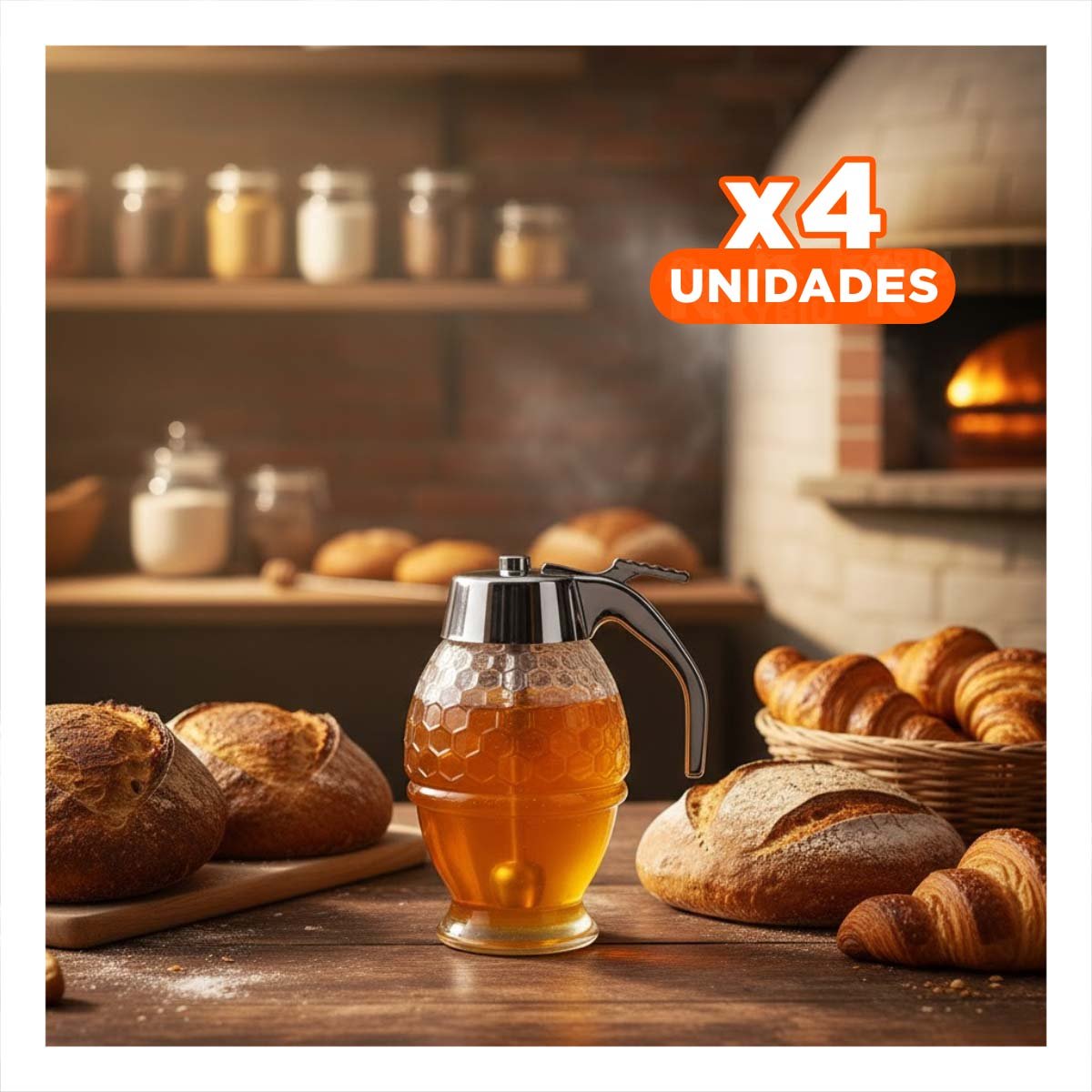 PACK4 RECIPIENTE FRASCO MIELERO 200ML TRANSPARENTE PARA MESA Y COCINA YREGALO STICKER - 1