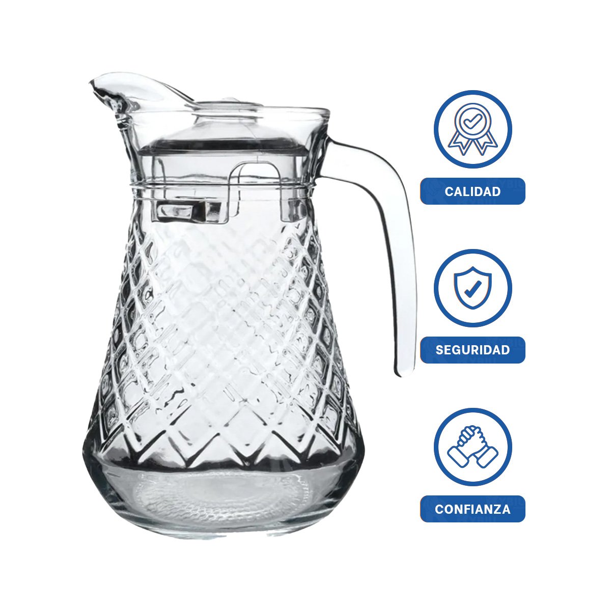 JARRA DECORATIVA DE VIDRIO CON DISENO ROMBOS 1400 ML YLIGAS REGALO - 5