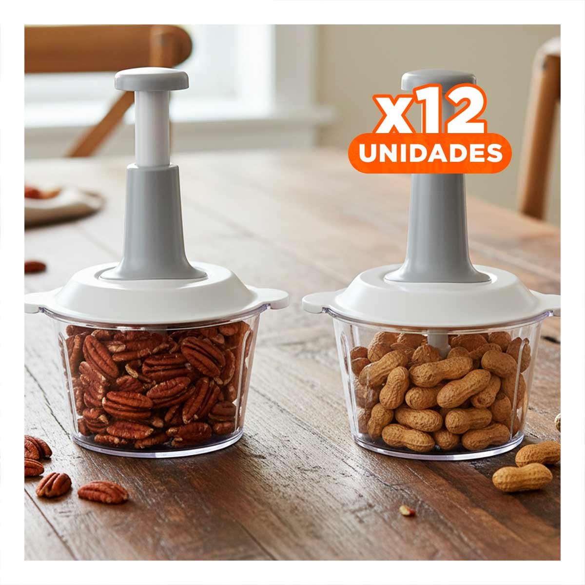 PACK12 PICADOR COMPACTO MULTIFUNCIONAL 1 5L BLANCO Y PLOMO PARA COCINA MODERNA YPAPEL REGALO - 1