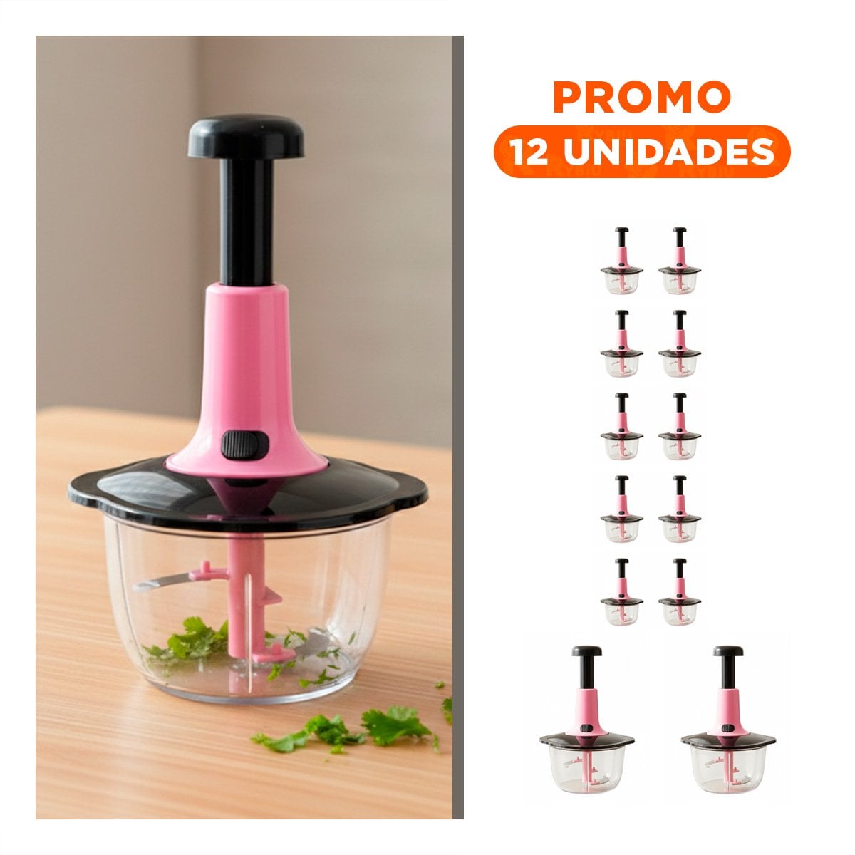 PACK12 REBANADOR DE ALIMENTOS 2L ROSADO Y NEGRO PARA RECETAS CASERAS - 1