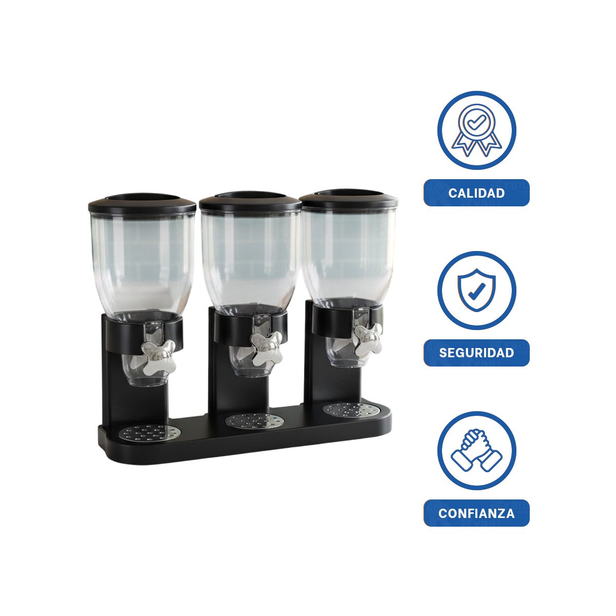RECIPIENTE TRIPLE DE GRANOS NEGRO PARA GUARDAR CEREALES LEGUMBRES Y GRANOS YLIGAS REGALO - 5