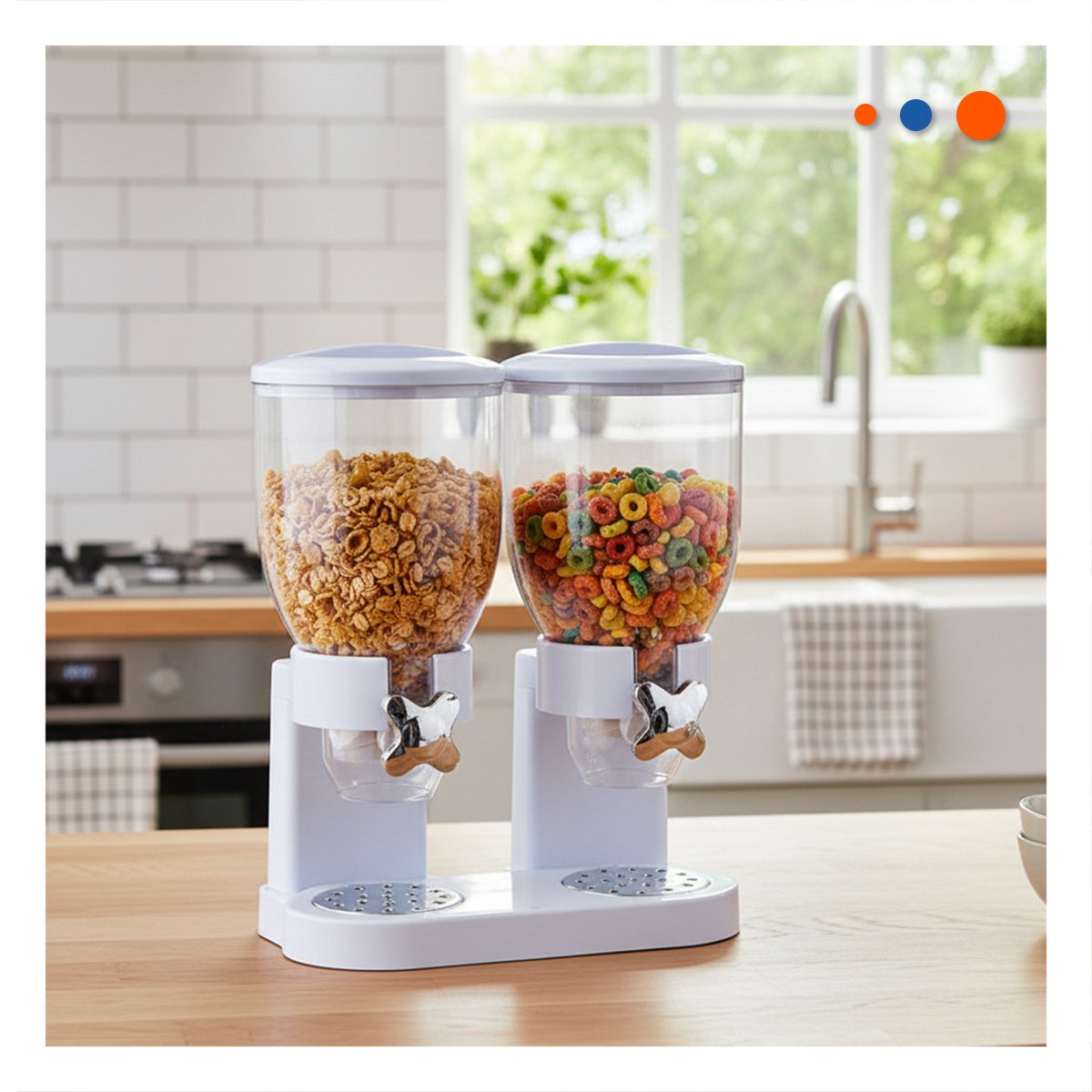 PACK2 RECIPIENTE DOBLE DE GRANOS Y SEMILLAS 2L COCINA HOGAR OFICINA BLANCO YREGALO STICKER - 5