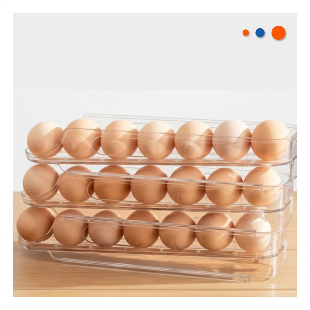 ORGANIZADOR PARA HUEVOS APILABLE 3 NIVELES TRANSPARENTE COCINA CASA YREGALO STICKER - 2