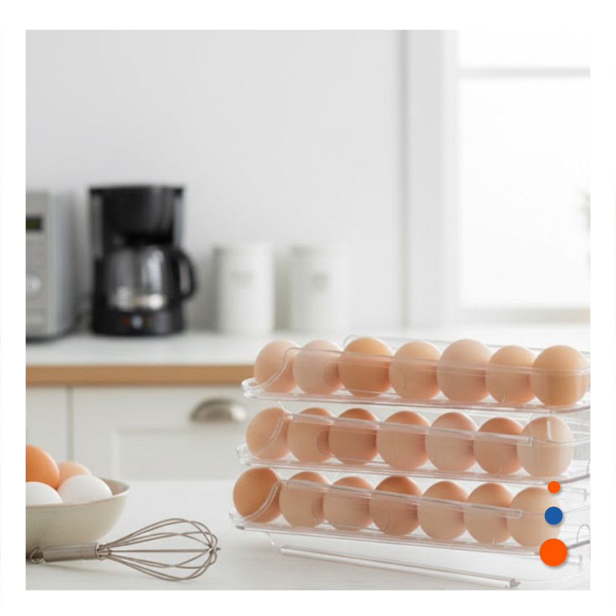 ORGANIZADOR PARA HUEVOS APILABLE 3 NIVELES TRANSPARENTE COCINA CASA YREGALO STICKER - 3