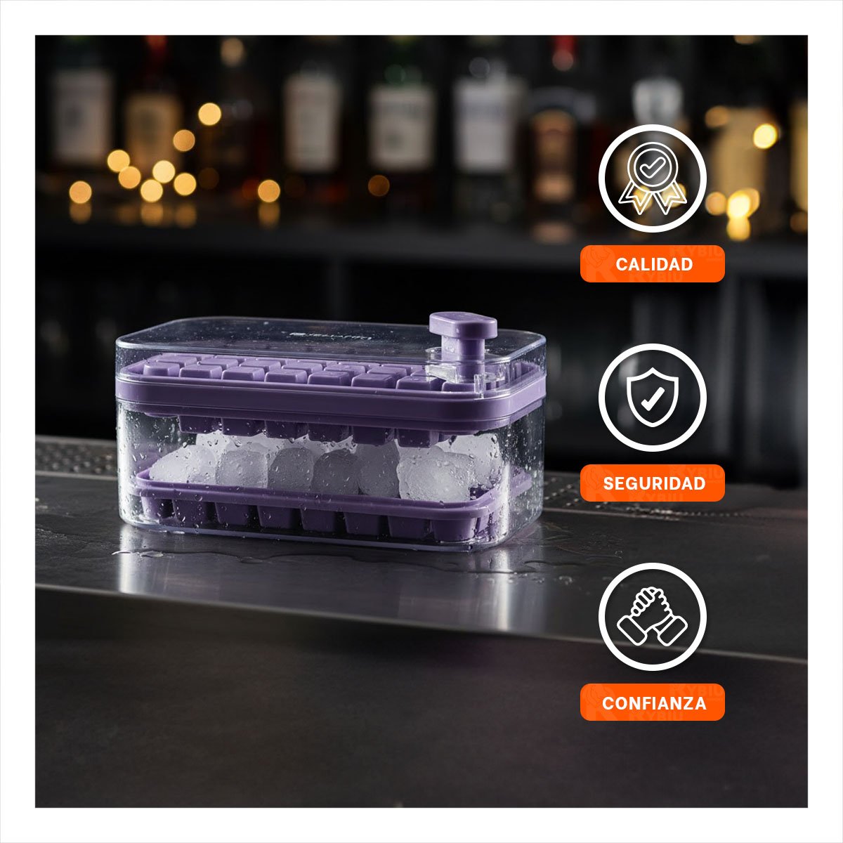 PACK6 CUBITERA FLEXIBLE MORADA PARA PREPARAR HIELO FACIL DESMOLDE YPAPEL REGALO - 2