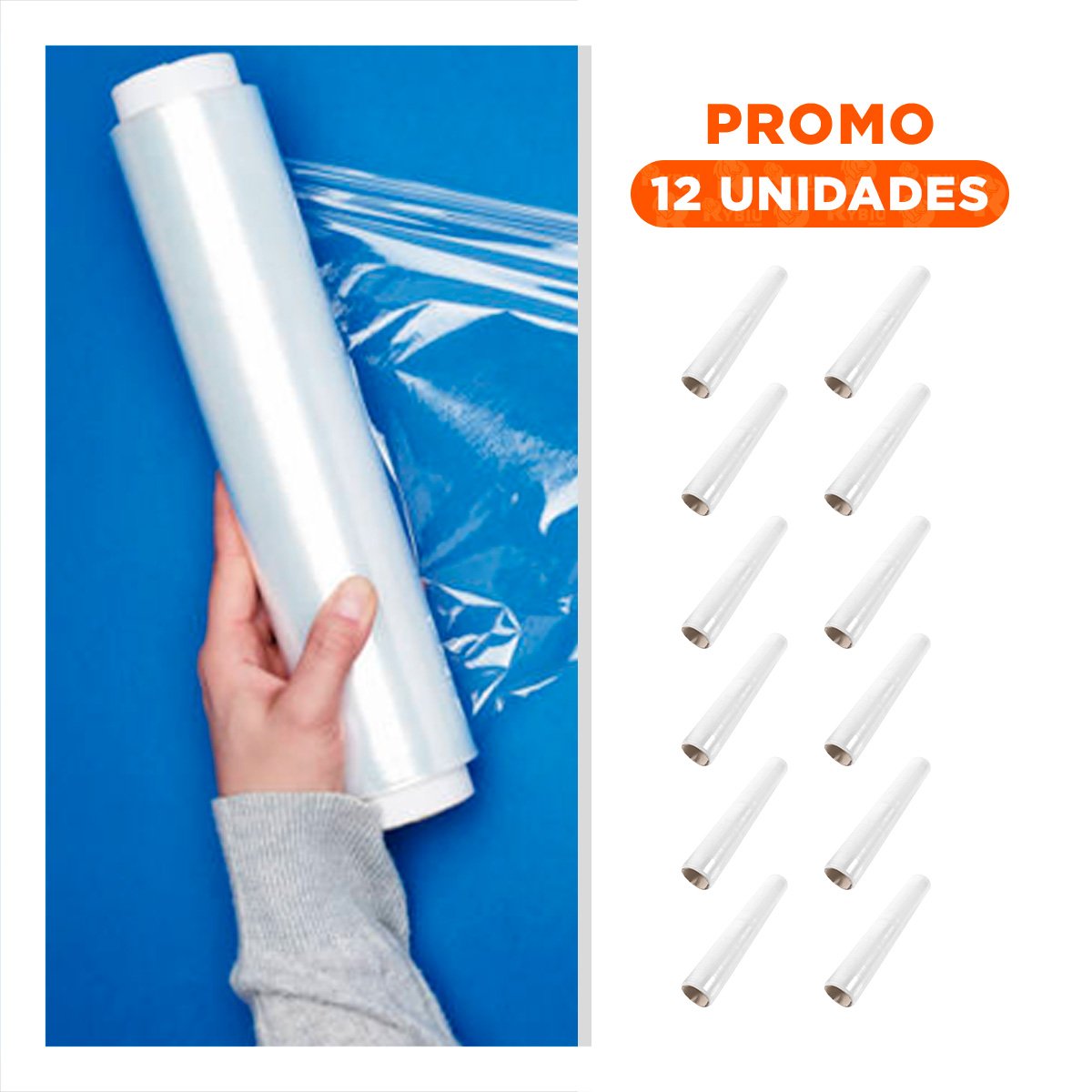 PACK12 ROLLO PLASTICO PARA ALIMENTOS 20M X 30CM TRANSPARENTE COCINA HOGAR - 1