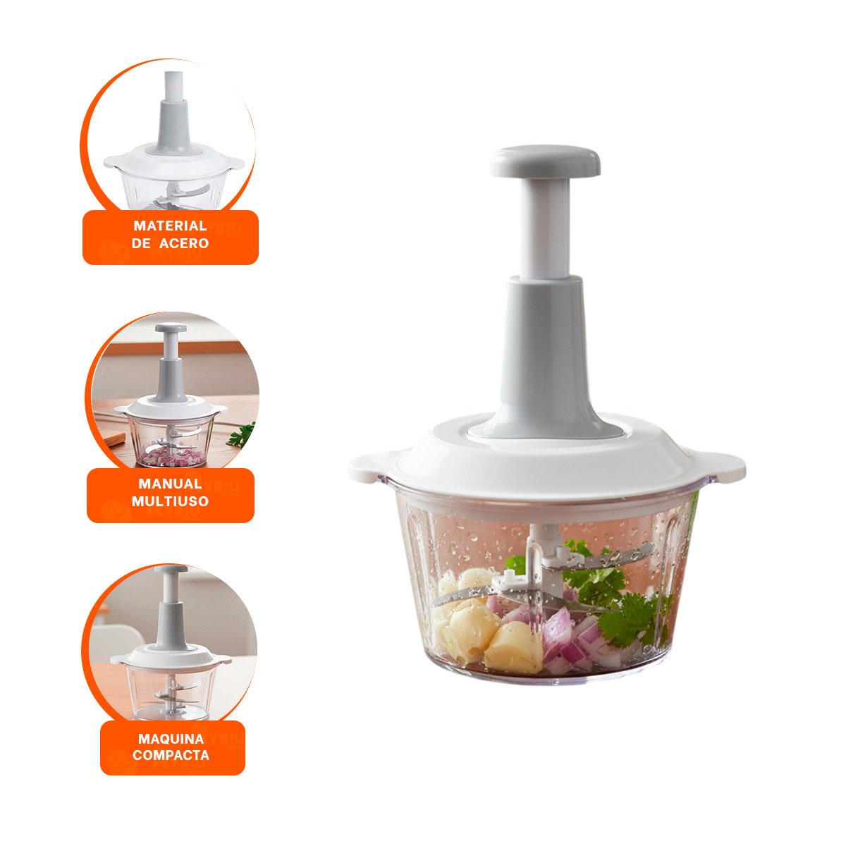 CORTADOR MANUAL MULTIFUNCIONAL 1 5L BLANCO Y PLOMO PARA COCINA SALUDABLE Y FACIL YLIGAS REGALO - 5