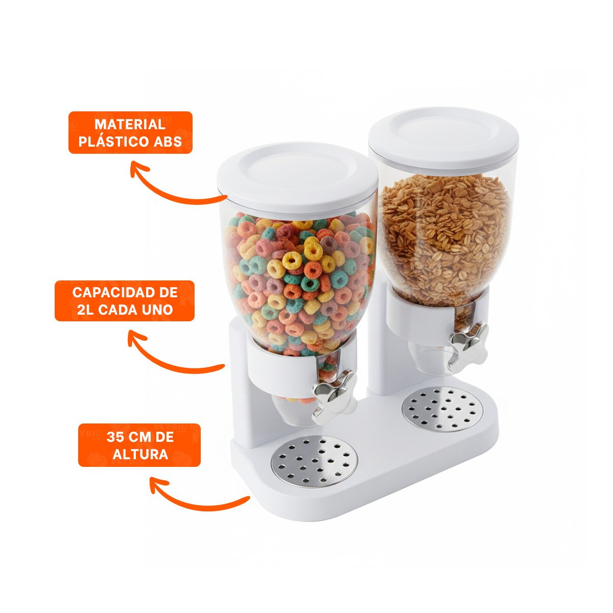 ALMACENADOR DOBLE DE GRANOS 2L PARA COCINA HOGAR Y OFICINA BLANCO YPOST IT - 5