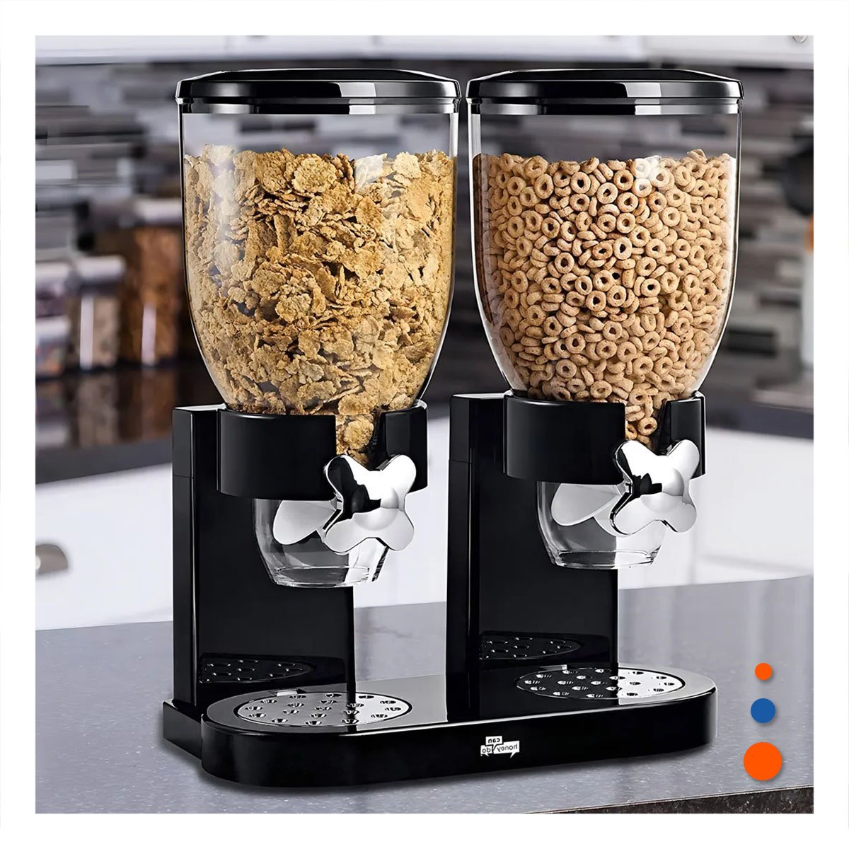 DISPENSADOR DOBLE DE GRANOS 2L NEGRO PARA COCINA Y DESPENSA HOGAR - 5
