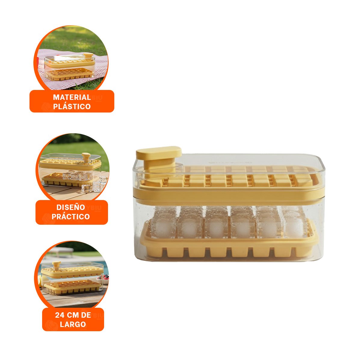 BANDEJA DOBLE AMARILLA PARA HACER HIELO FACIL Y RAPIDO YPAPEL REGALO - 5