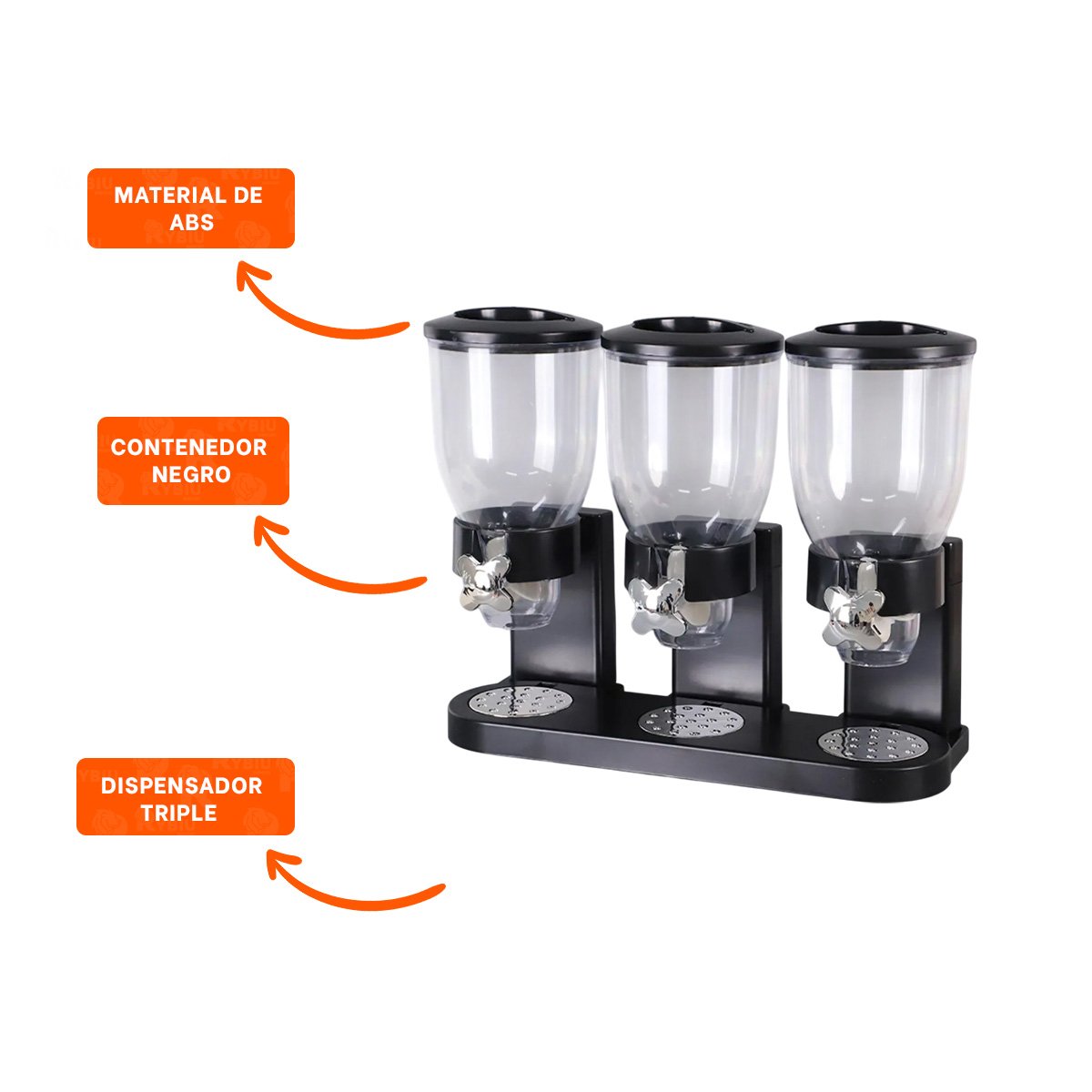 ORGANIZADOR TRIPLE DE GRANOS NEGRO PARA MANTENER LA COCINA LIMPIA Y ORDENADA YPOST IT - 5
